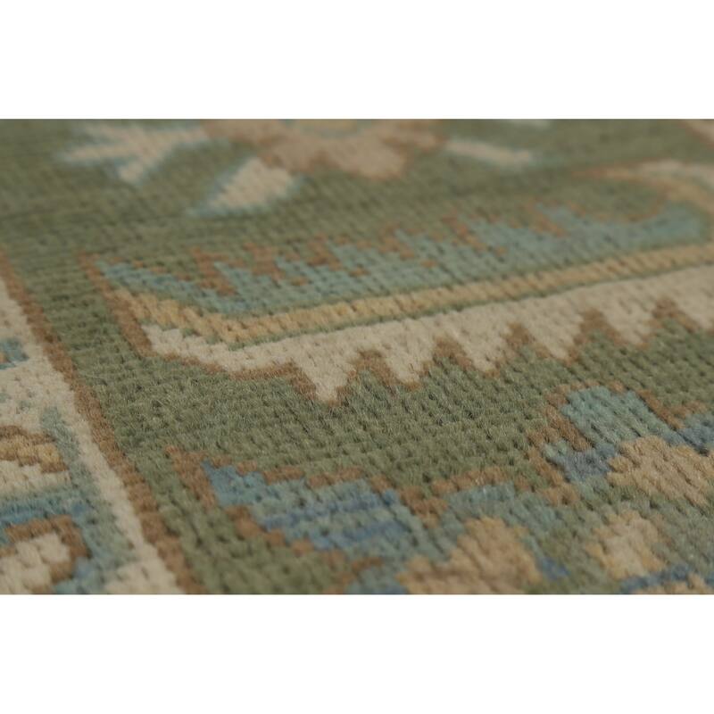 Hand Knotted Oriental 100% Wool Carpet Transitional Medallion Navy Blue & Blues Oushak Area Rug - 11' 11'' X 9' 2''