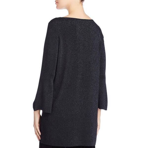 Shop Eileen Fisher Womens Tunic Top Merino Wool Metallic Overstock 29869794