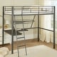 preview thumbnail 1 of 5, Contemporary Metal Loft Bed with Desk, Black and Silver Size - Twin