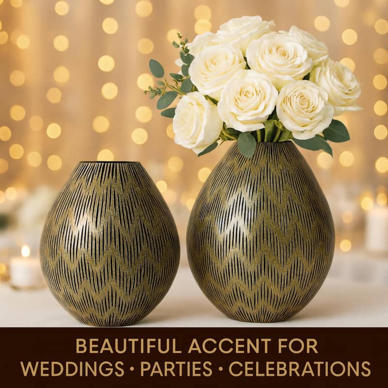 Aria Home Bronze Handblown Glass Set of 2 Modern Decorative Table Vases