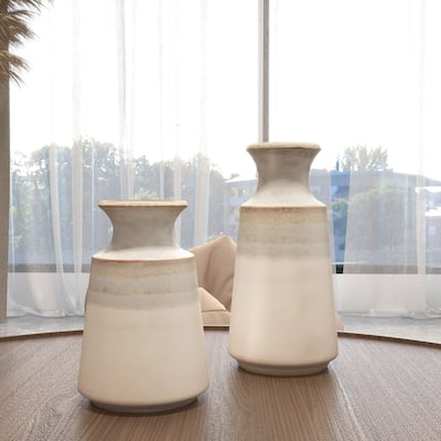 Nahla Ceramic Blue and Beige Table Vase
