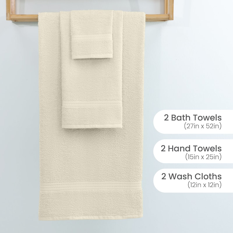 Superior Miami 100% Cotton 6-Piece Towel Set - Lightweight & Quick Drying