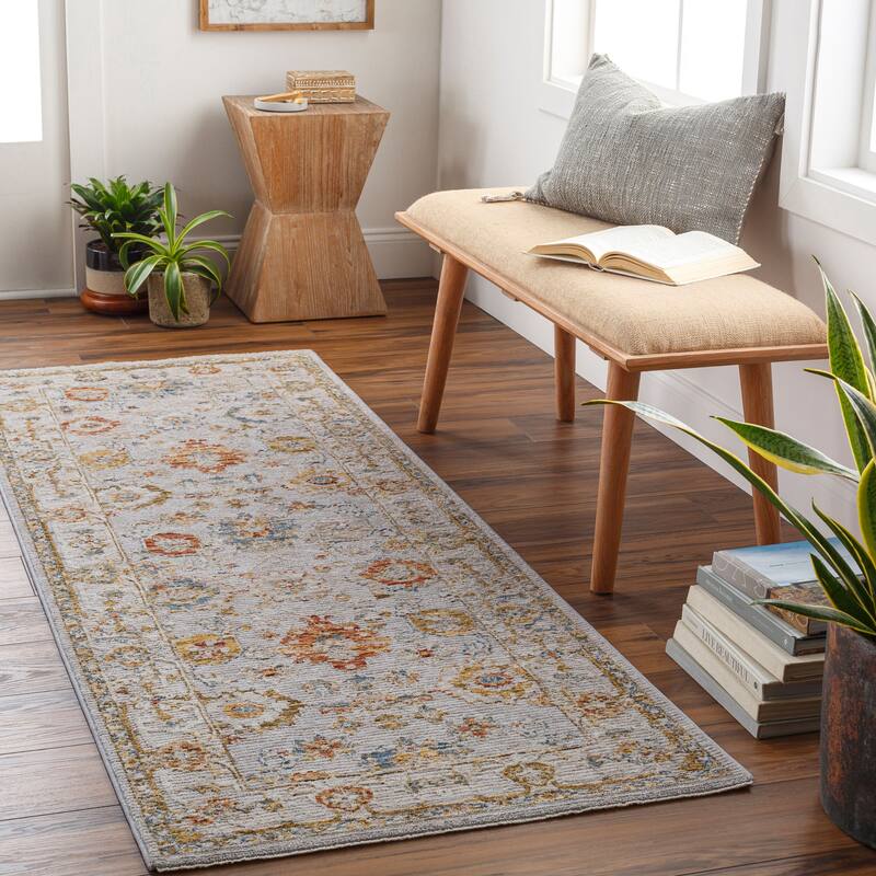Livabliss Traditional Reina Medallion Area Rug - 2'7" x 10' - Gray