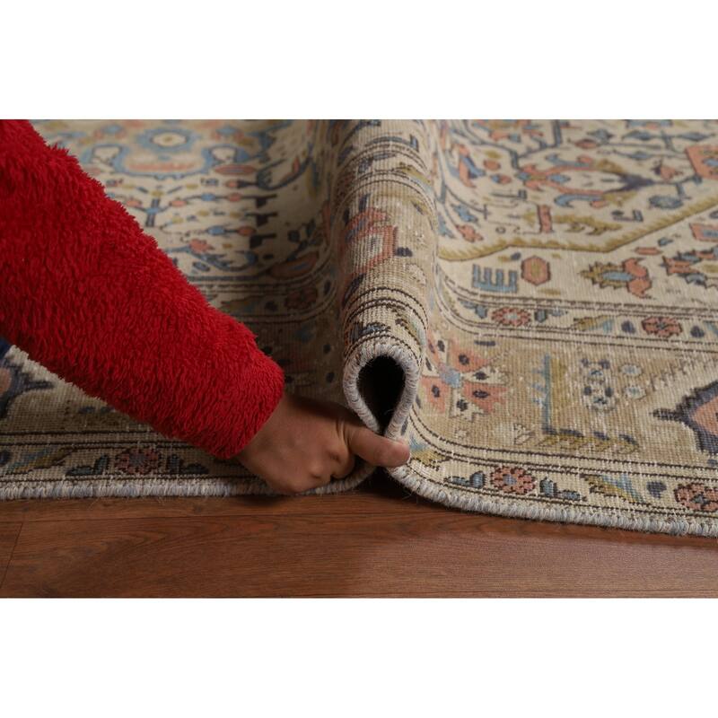 Geometric Tabriz Persian Area Rug Hand-Knotted Bedroom Wool Carpet - 6'7"x 9'5"