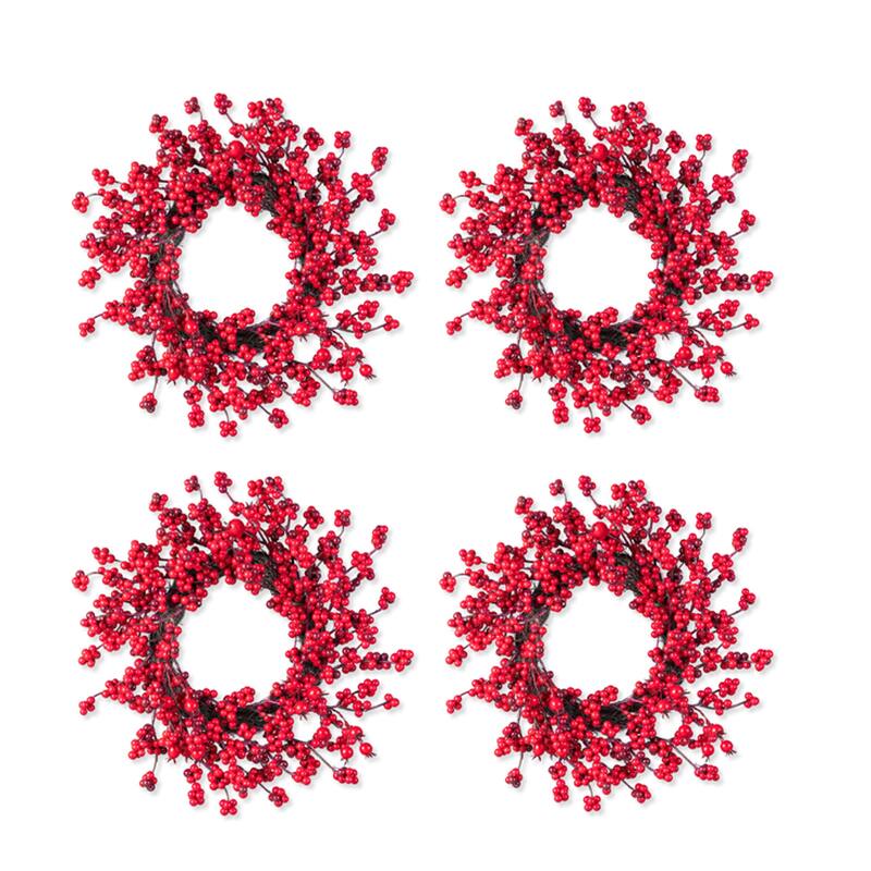 Glitzhome Christmas Red Berries 14"D/ 25"D Wreath & 6ft Garland - 14"D Wreath *4