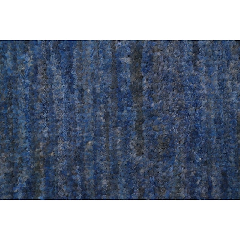 Hand Knotted Oriental 100% Wool Carpet Modern Solid Navy Blue & Blues Gabbeh Area Rug - 9' 10'' X 8' 1''