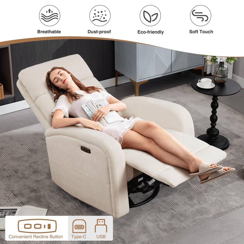 Aemeios Swivel Power Recliner Rocker with USB and Type C Port Set of 2