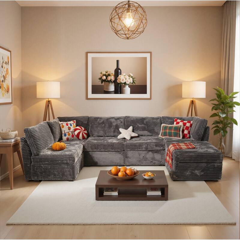 ​​OVIOS Modern Minimalist Fabric Sofa​ - PlushGrey