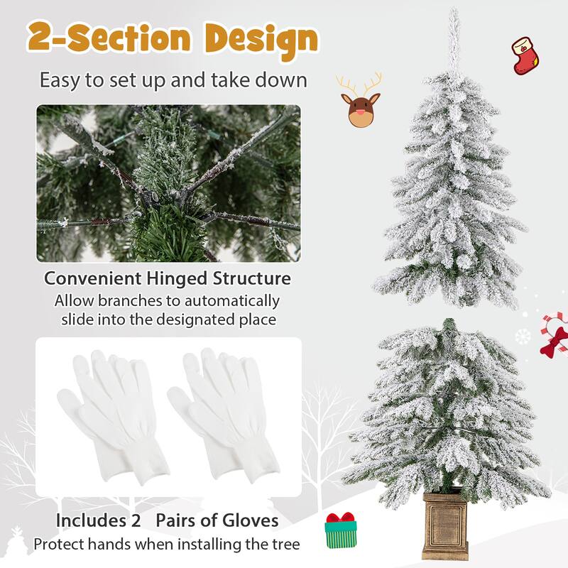 Gymax 6 ft Artificial Xmas Tree Hinged Christmas Tree w/ 589 Flocked - See Details