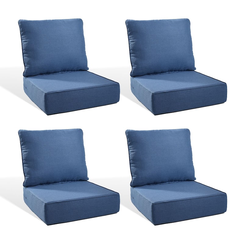 Pocassy 22"x24"x6" Inch Thick Cushions Indoor Outdoor Pillows Cushion - Blue Cushion - 4 Set Seat & Back Cushion