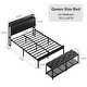 preview thumbnail 12 of 12, VECELO Modern Bed Frame with Storage Bench PU Leather Upholstered Headboard with Charging Stations Noise-Free Heavy Duty Bed