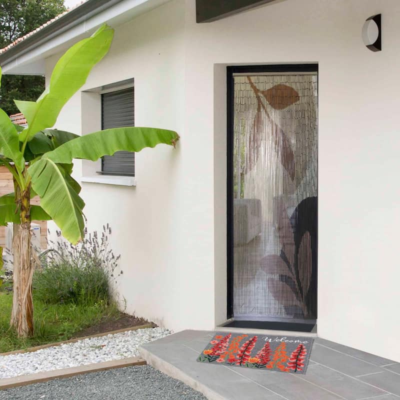 Floral Welcome Door mat - Heavy-Duty Coir and Rubber Mat, 30" x 18"
