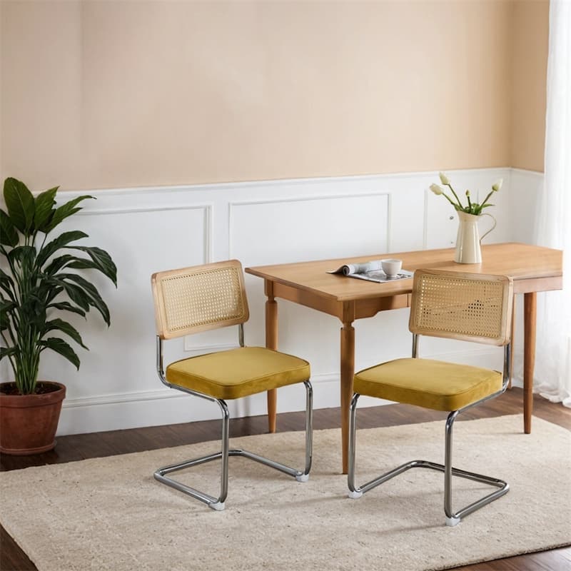 Mid Century Dining Chairs,Accent Chairs,Rattan Kitchen Chairs,2 PCS