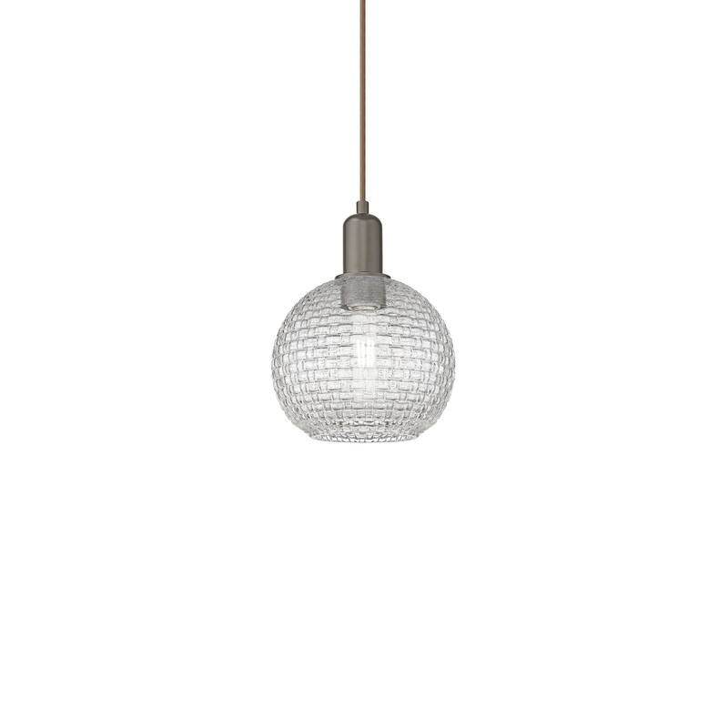 Innovations Lighting 716-1P-11-8 Athens Pendant Athens 8" Wide Mini - Oil Rubbed Bronze / Clear Basketweave