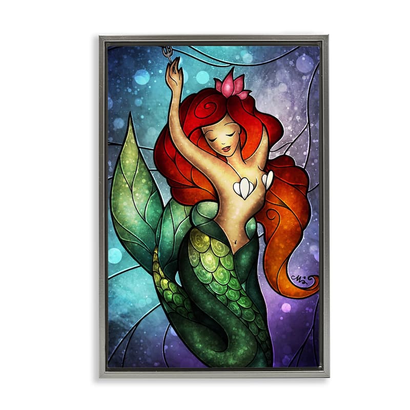 Stupell Undersea Dreaming Mermaid Framed Floater Canvas Wall Art Design By Mandie Manzano - 21 x 31 - Grey