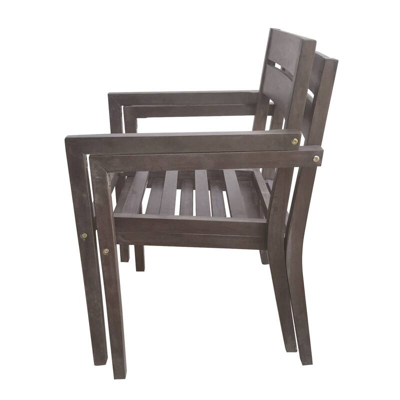 Wood Outdoor Dining Table And Chairs Suitable For Patio, Balcony Or Backyard