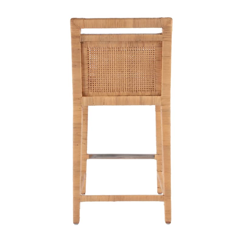 Brielle 24 in. Seat Height Rattan Woven Counter Stool with Back