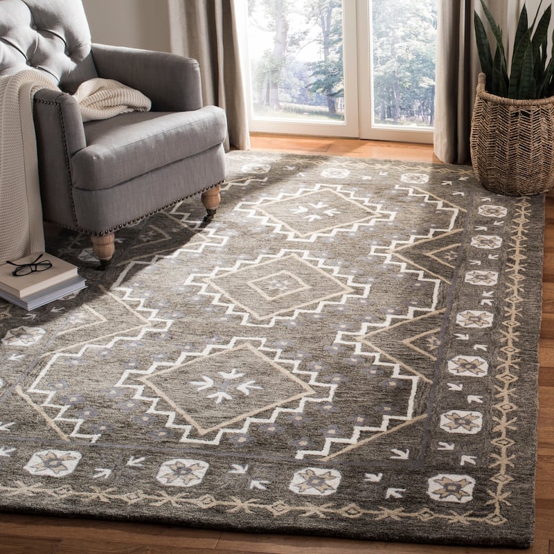 SAFAVIEH Handmade Bella Forough Modern Floral Wool Rug - 4' x 6' - Brown/Taupe