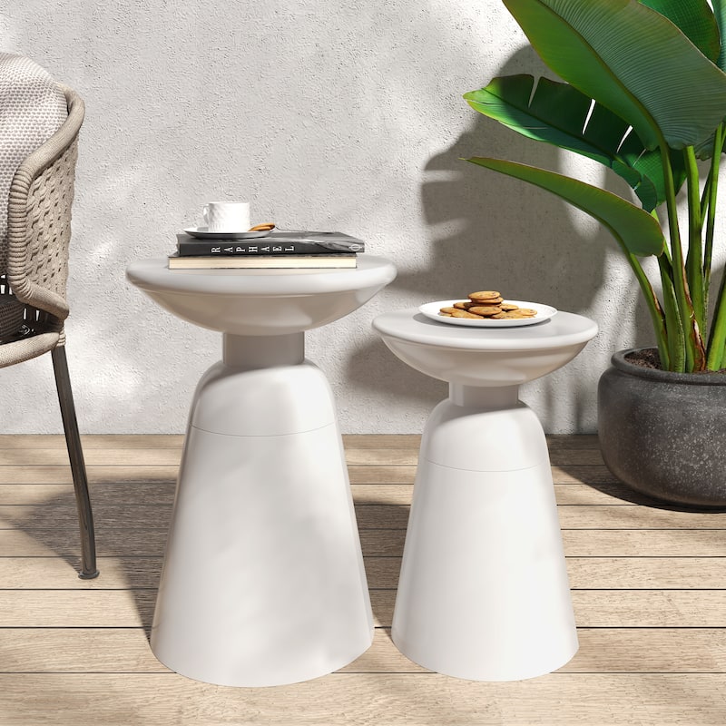 Roomfitters Serenita Outdoor Iron Side Tables with Flared Design, Accent Patio End Tables Set of 2