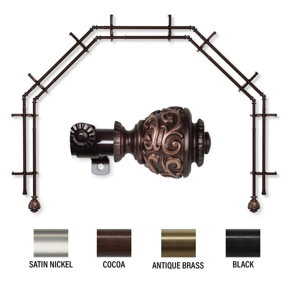 InStyleDesign Charlie 13/16" 5-Sided Double Bay Window Curtain Rod