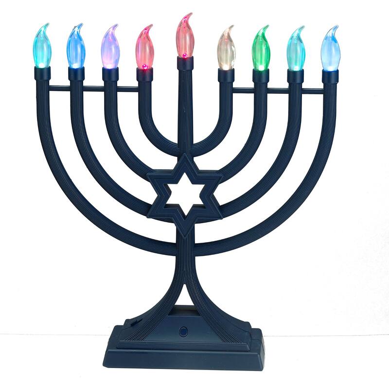 LED Glow Color Changing Hanukkah Menorah - 13" - Navy