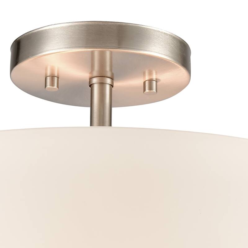 Elk Home Winslow Brushed Nickel With White Glass Semi Flush