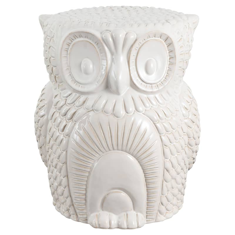 Millie 17.5" Classic Vintage Ceramic Indoor/Outdoor Owl Garden Stool, By JONATHAN Y