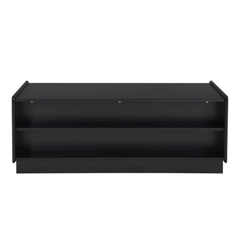 47.2" Wood Rectangle Coffee Table with 4 Drawers and 2 Display Shelves