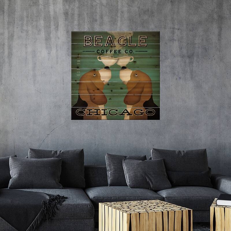 Beagle Coffee Co. Print On Wood by Ryan Fowler - Multi-Color