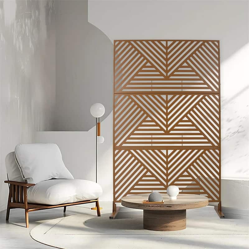 Outdoor & Indoor Freestanding Privacy Screen Privacy Screen 76"H×48"W - Brown
