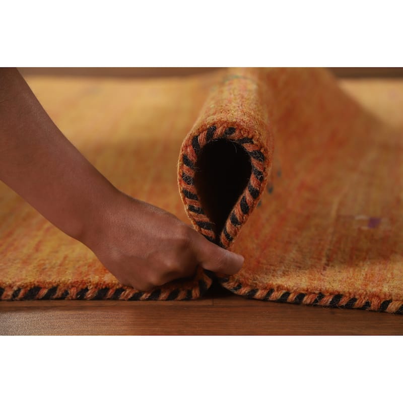 Hand Knotted Oriental 100% Wool Carpet Tribal Tribal Oranges & Rust Gabbeh Area Rug - 7' 8'' X 4' 11''