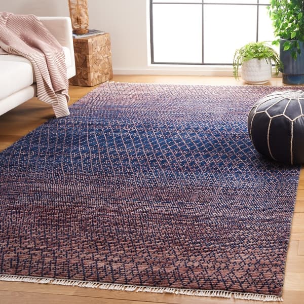 slide 2 of 23, SAFAVIEH Hand-Knotted Nomad Velina Boho Wool Rug 6' x 9' - Navy/Pink - Rectangle