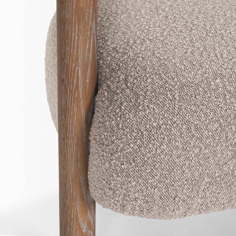 Gianna Open Back Medium Brown Wood w/ Taupe Boucle Fabric Accent Chair - 37.4L x 30.7W x 28.4H