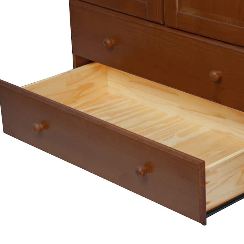 Palace Imports 100% Solid Wood Smart Wardrobe Armoire with 2 Drawers, Metal or Wooden Knobs