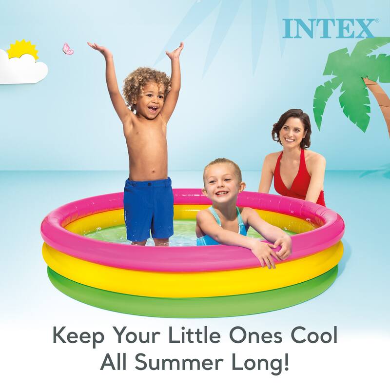 Intex 58" x 13" Inflatable Sunset Glow Colorful Backyard Kids Vinyl Splash Pool - 3.6