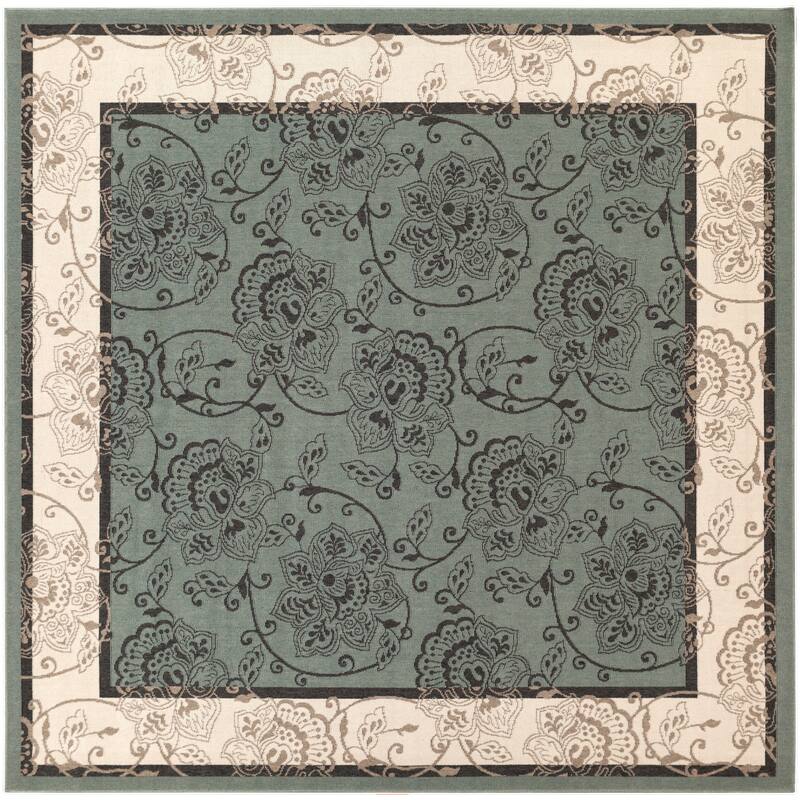 Janelle Indoor/Outdoor Transitional Floral Border Area Rug