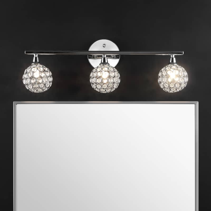 Beverly Iron/Glass Contemporary Glam LED Vanity Light, by JONATHAN Y - 3-Light