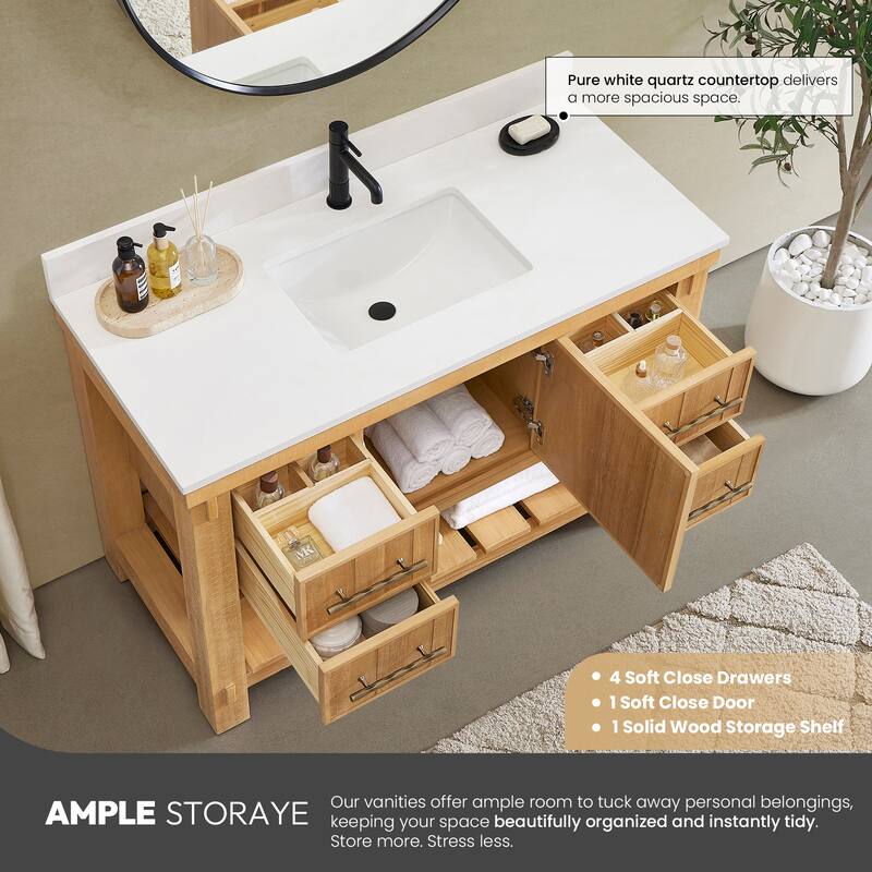 Paris Bath Vanity, Quartz Stone Top without Mirror