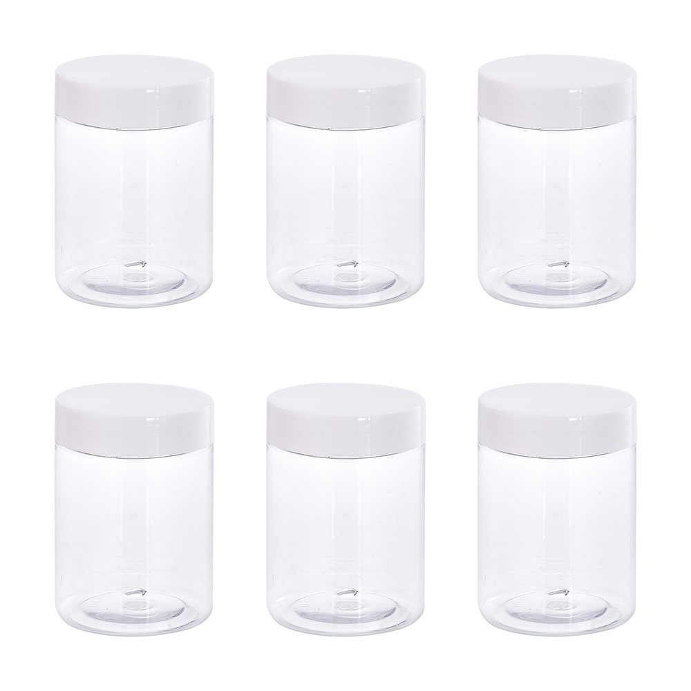 https://ak1.ostkcdn.com/images/products/is/images/direct/ca11b307a99a35106776ba14b4d9bb9558d29d5c/Round-Plastic-Jars-with-White-Screw-Top-Lid%2C-6Pcs.jpg