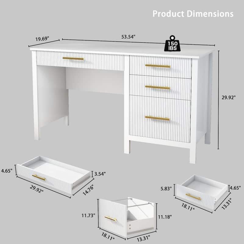 54W Executive Desk Home Office Desk with File Drawer