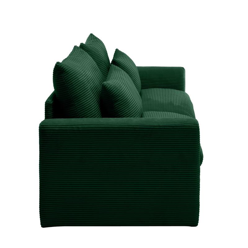 2-Seat Corduroy Modular Loveseat Sofa with Waist Pillow