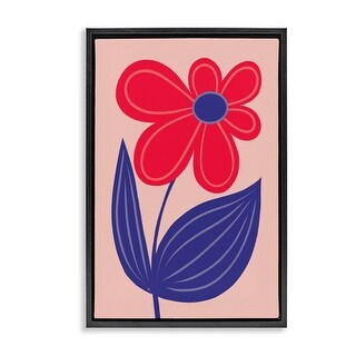 Stupell Playful Bold Red Daisy Framed Floater Canvas Wall Art Design By ...