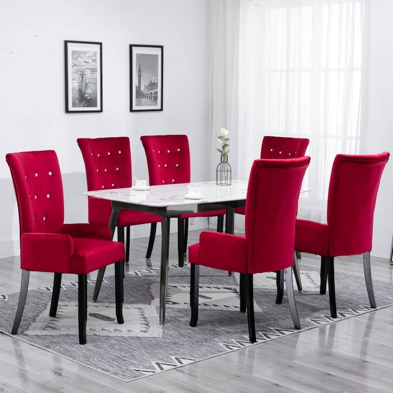 vidaXL Dining Chairs High Back Kitchen Side Chair for Home Dining Room Velvet - 21.3" x 22" x 41.7"