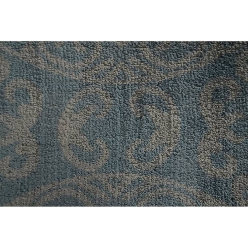 Hand Knotted Oriental Viscose Silk Carpet Modern Floral Greys & Charcoal Abstract Area Rug - 5' 11'' X 3' 9''