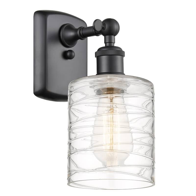 Innovations Lighting 516-1W-9-5 Cobbleskill Sconce Cobbleskill 9" Tall - Matte Black / Deco Swirl