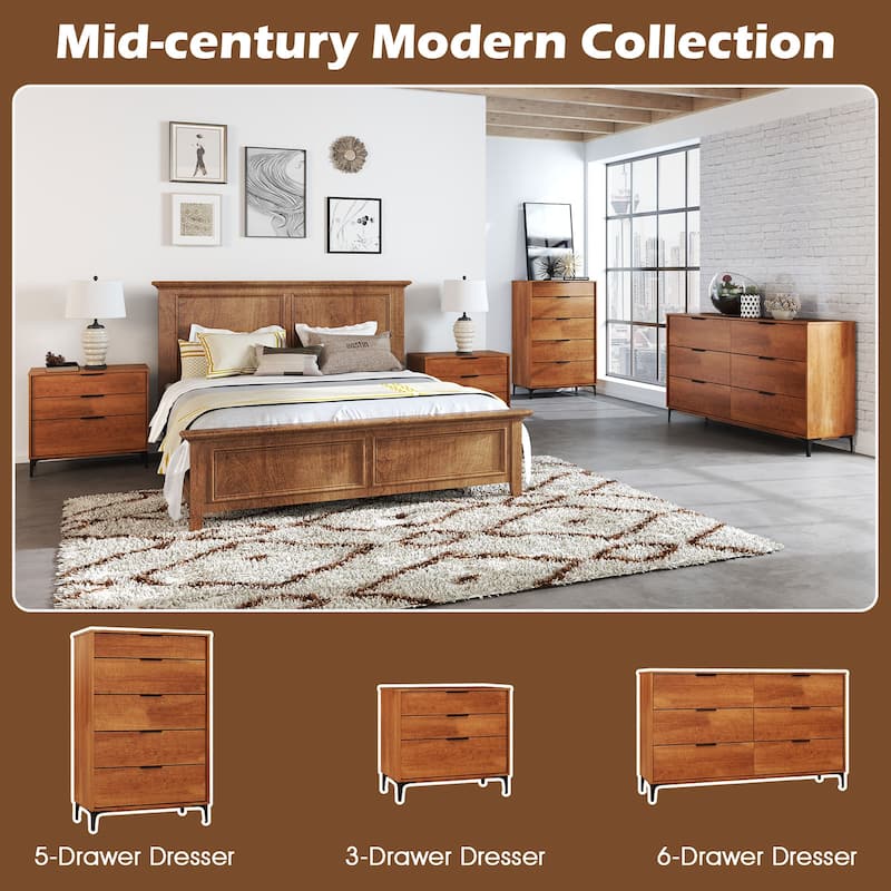 Gymax 6-Drawer Double Dresser w/ Interlock System Metal Support Legs