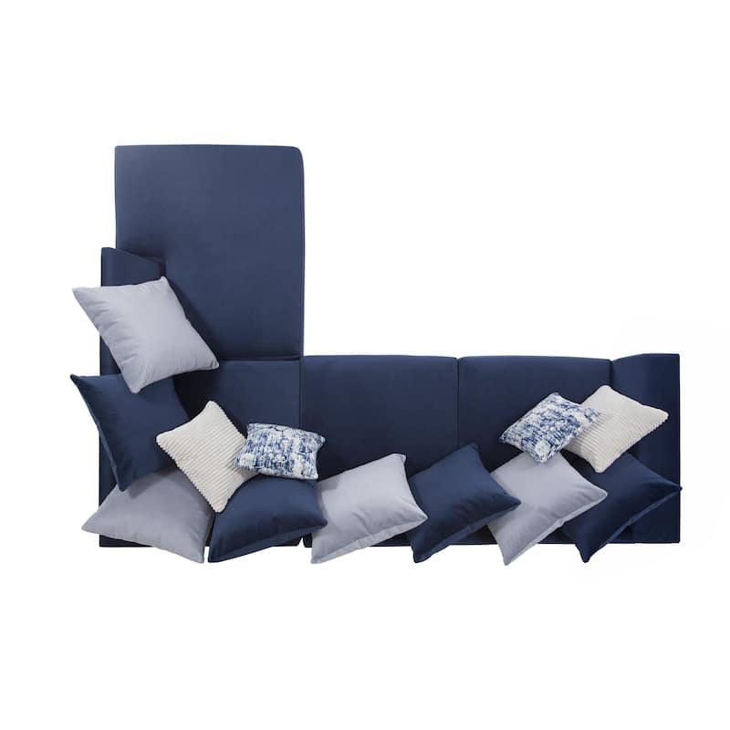 American Furniture Classics Casual Comfort Series Blue L Shaped Sectional Sofa