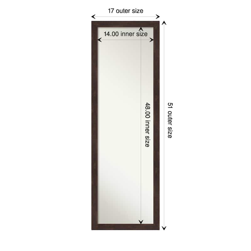 Non-Beveled Wood Full Length On The Door Mirror 50.5 x 16.5 in. - Fresco Frame - 17 x 51 in - Fresco Dark Walnut