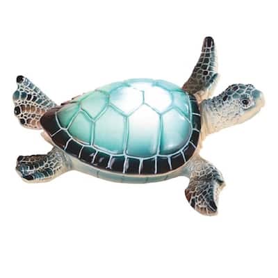 Q-Max 6.25"W Blue Sea Turtle with LED Night Light Marine Life Decoration Figurine