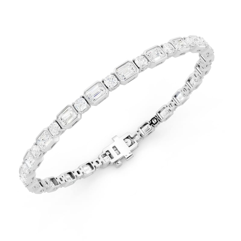 Auriya 14K Gold Lab Grown Diamond Bezel Tennis Bracelet 9 1/3 ct. tw. (E-F VS)